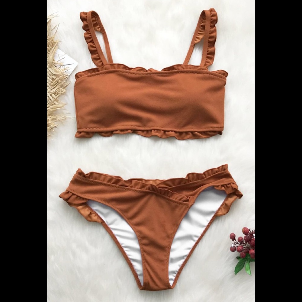 NWT cupshe orange ruffle bikini